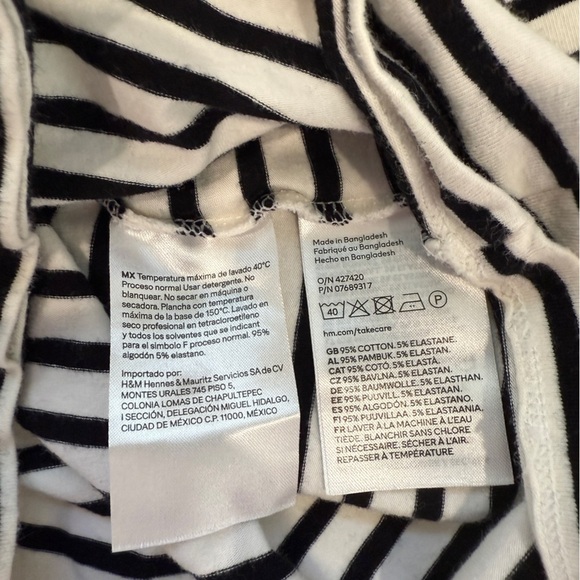 H&M Black and White Stripe Long Sleeve Basic Top (XS) - Picture 4 of 4